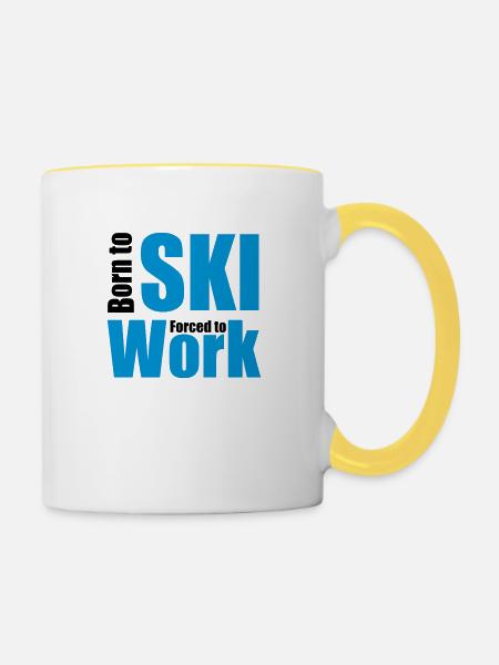 ski - Tasse zweifarbig - Weiß/Gelb