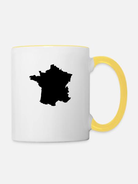 Frankreich - Tasse zweifarbig - Weiß/Gelb