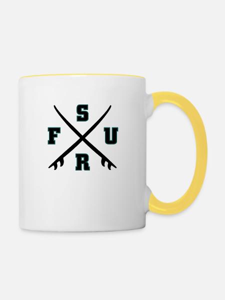 Surf Logo - Tasse zweifarbig - Weiß/Gelb