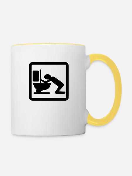 vomit v2 - Kotzen v2 - Tasse zweifarbig - Weiß/Gelb