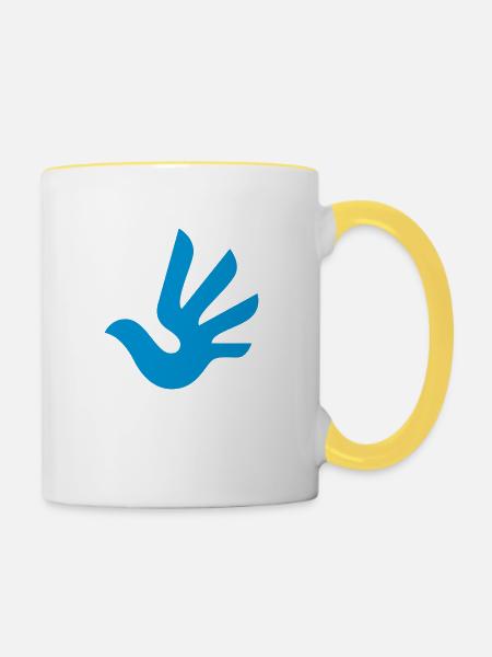 HumanRights Logo - Tasse zweifarbig - Weiß/Gelb