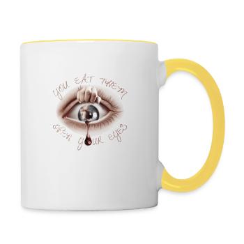 Open your Eyes - Mug contrasté - blanc/jaune - Droite