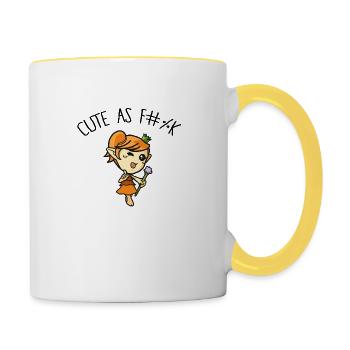 Cute as fuck - Tasse zweifarbig - Weiß/Gelb - Rechts