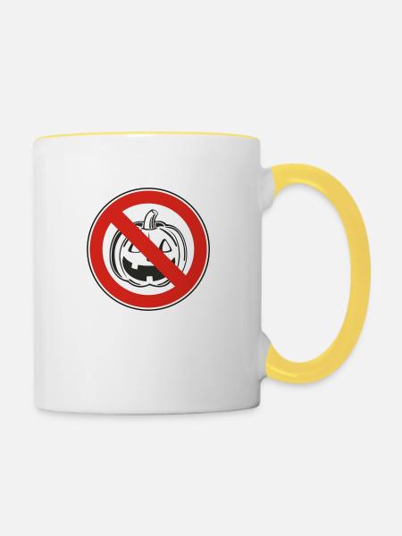 NO HALLOWEEN - Tasse zweifarbig - Weiß/Gelb