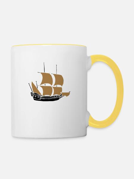 ship - Tasse zweifarbig - Weiß/Gelb