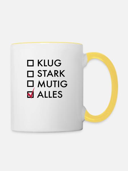 mutig - Tasse zweifarbig - Weiß/Gelb