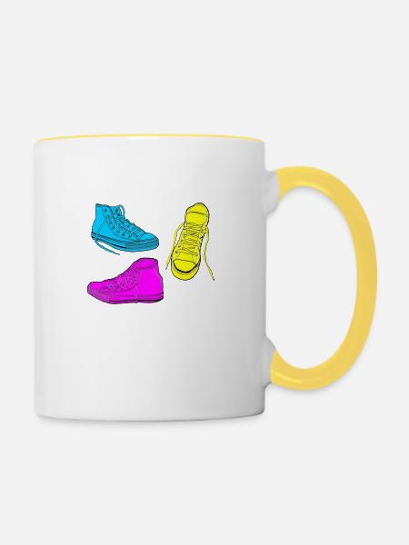 Trainer farbigen - Tasse zweifarbig - Weiß/Gelb