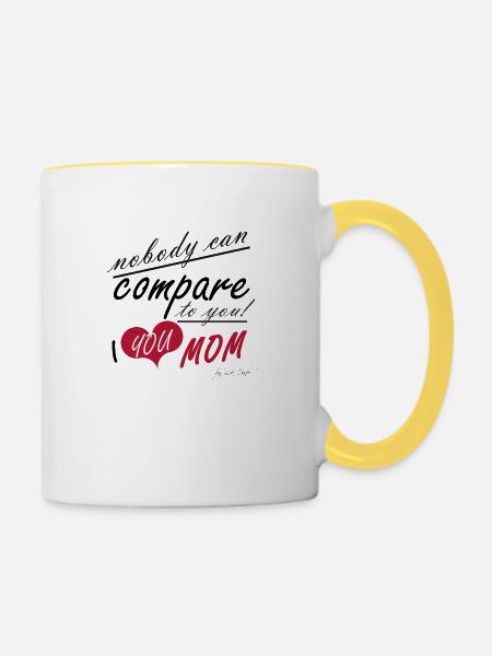 Mom - Tasse zweifarbig - Weiß/Gelb