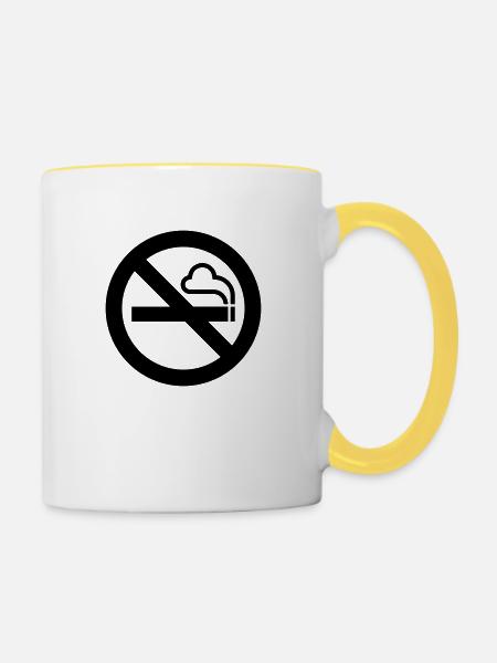Nicht Rauchen - Tasse zweifarbig - Weiß/Gelb