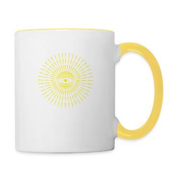GeomTRIBE Tätowierung Ochio - Tasse zweifarbig - Weiß/Gelb - Rechts