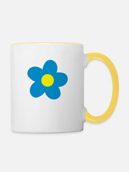 Blume - Tasse zweifarbig - Weiß/Gelb