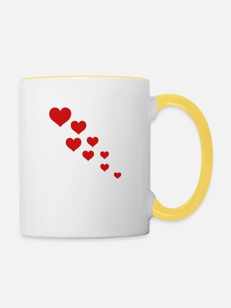 hearts - Tasse zweifarbig - Weiß/Gelb