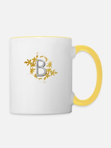 Initials2-B - Tasse zweifarbig - Weiß/Gelb