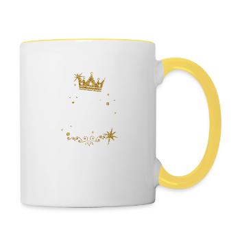 Echte Prinzen werden im April geboren - Tasse zweifarbig - Weiß/Gelb - Rechts