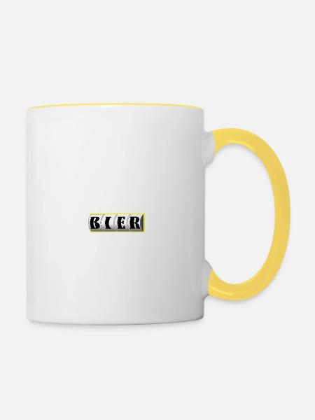 Aron und Bier - Tasse zweifarbig - Weiß/Gelb