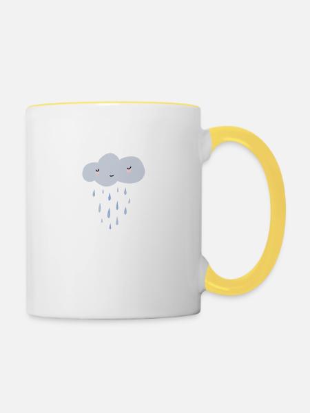Die Regenwolke - Tasse zweifarbig - Weiß/Gelb