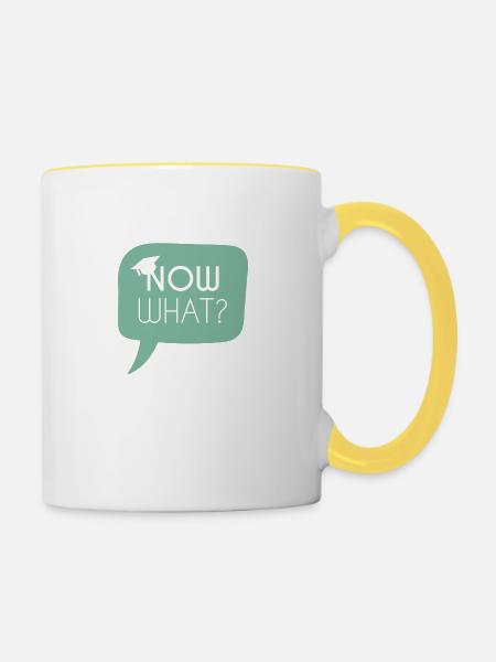 Abitur / Schulabschluss: Now what? - Tasse zweifarbig - Weiß/Gelb