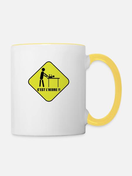 Schichtarbeit - Tasse zweifarbig - Weiß/Gelb