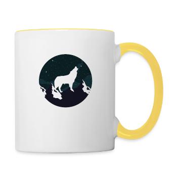 WOLF mountain gift - Contrasting Mug - white/yellow - Right