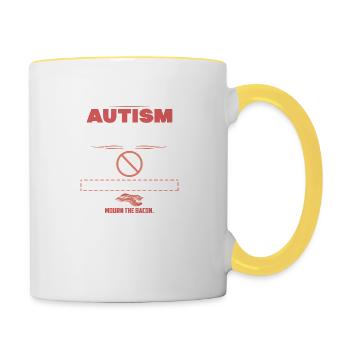 tragédie de l'autisme Bacon Funny Sayings - Mug contrasté - blanc/jaune - Droite