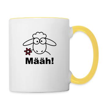 Schaf - Tasse zweifarbig - Weiß/Gelb - Rechts