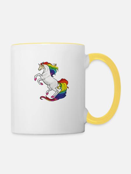 Zombie Einhorn - Tasse zweifarbig - Weiß/Gelb