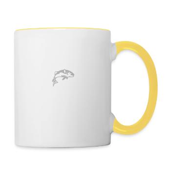 "Je peux pas j'ai pêche" t-shirt humour pêche - Mug contrasté - blanc/jaune - Droite