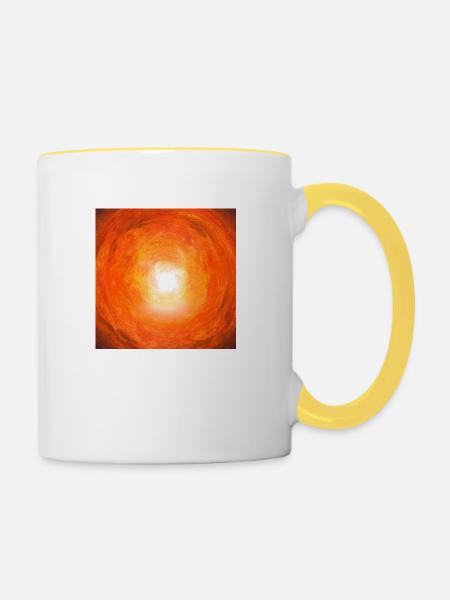 Mandala - Tasse zweifarbig - Weiß/Gelb