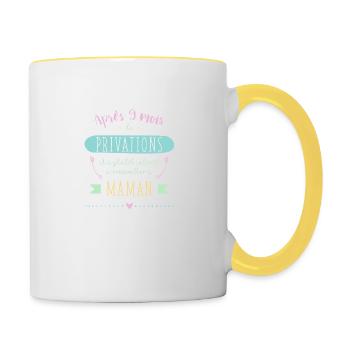 9 mois de PRIVATIONS - Mug contrasté - blanc/jaune - Droite