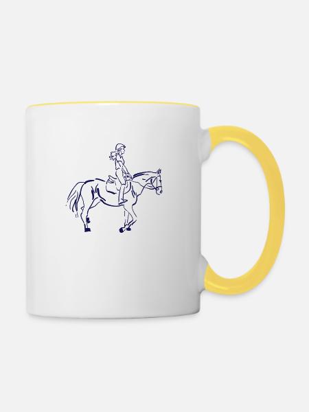 Pferd - Tasse zweifarbig - Weiß/Gelb