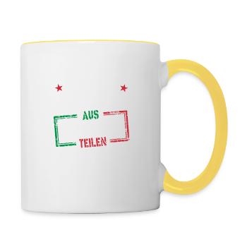 Made in Germany aus Italien - Tasse zweifarbig - Weiß/Gelb - Rechts