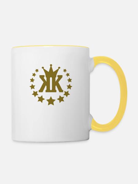 kk_k_Buchstaben_name_krone - Tasse zweifarbig - Weiß/Gelb