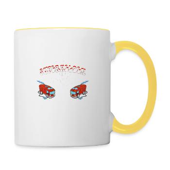 onkel feuerwehrmann super - Tasse zweifarbig - Weiß/Gelb - Rechts