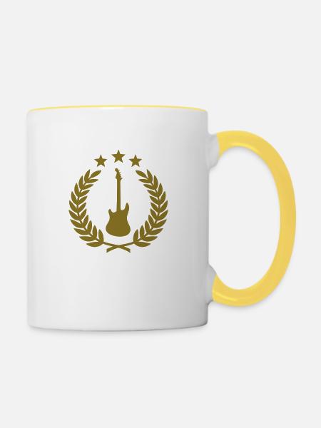 Lorbeerkranz (Gitarre) - Tasse zweifarbig - Weiß/Gelb