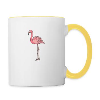 Heute fühl ich mich Flamingo (weiss) - Tasse zweifarbig - Weiß/Gelb - Rechts