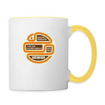 Vignette automobile 1973 - Mug contrasté - blanc/jaune - Droite