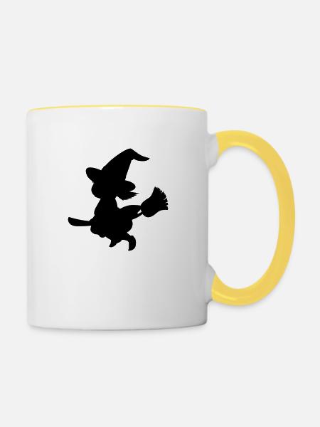 Kleine Hexe - Tasse zweifarbig - Weiß/Gelb
