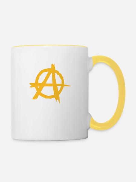 Anarchie - Tasse zweifarbig - Weiß/Gelb