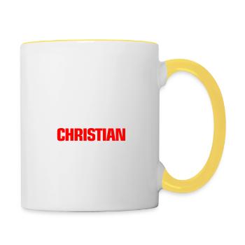 chrétien - Mug contrasté - blanc/jaune - Droite