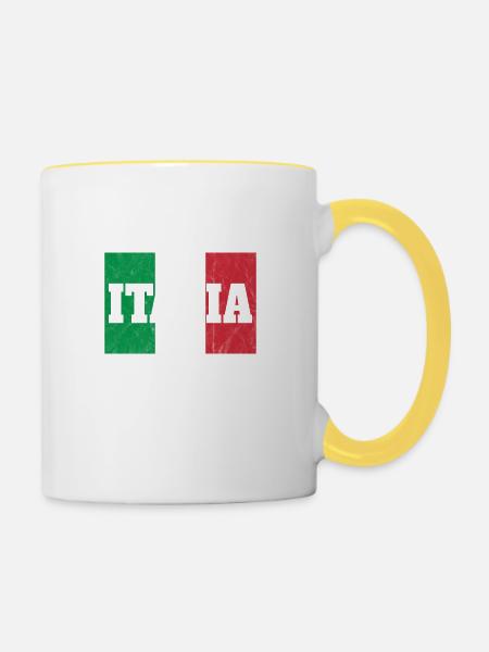 Italia Flag - Italien Shirt - Tasse zweifarbig - Weiß/Gelb
