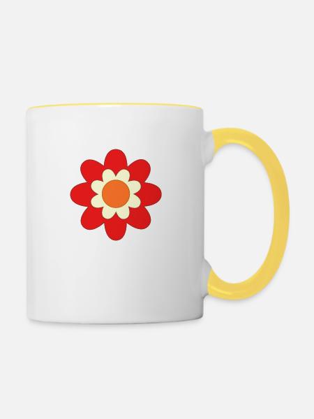 Blümchen 1 - Tasse zweifarbig - Weiß/Gelb
