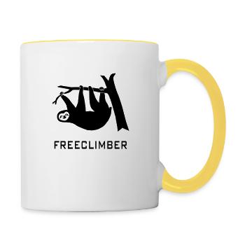 faultier freeclimber klettern climbing berge - Tasse zweifarbig - Weiß/Gelb - Rechts