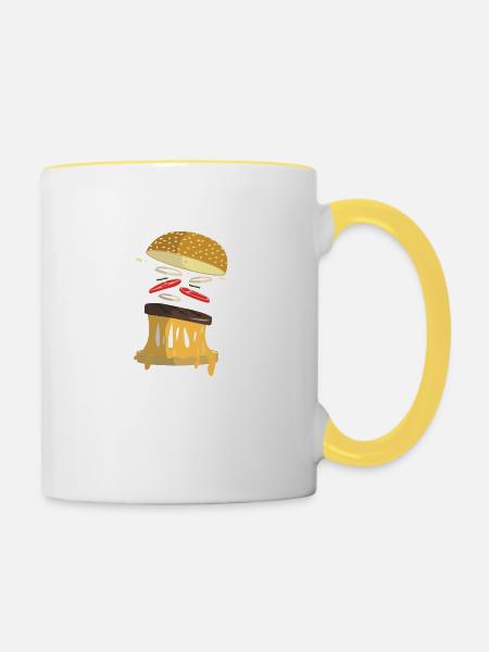 Burger - Tasse zweifarbig - Weiß/Gelb