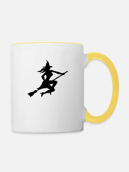 hexe - Tasse zweifarbig - Weiß/Gelb