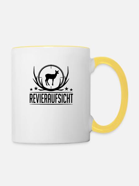 Jäger Revieraufsicht - Tasse zweifarbig - Weiß/Gelb