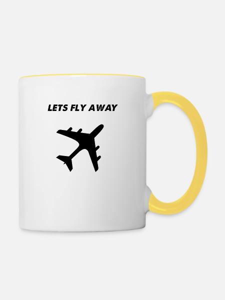 Lass uns weg fliegen - Tasse zweifarbig - Weiß/Gelb