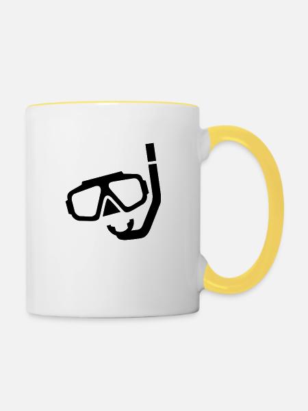Tauchen - Tasse zweifarbig - Weiß/Gelb
