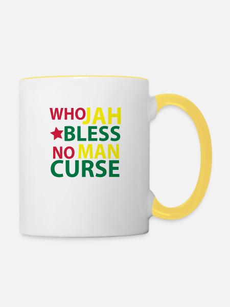 who jah bless - Tasse zweifarbig - Weiß/Gelb