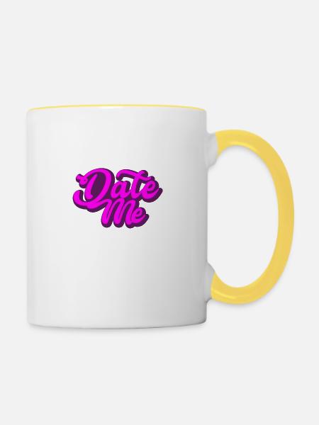 Date Me | Geschenk - Tasse zweifarbig - Weiß/Gelb