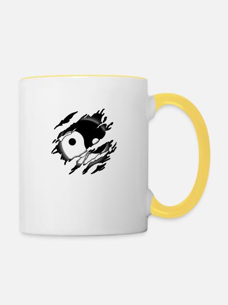 Yin et Yang en moi - Mug contrasté - blanc/jaune